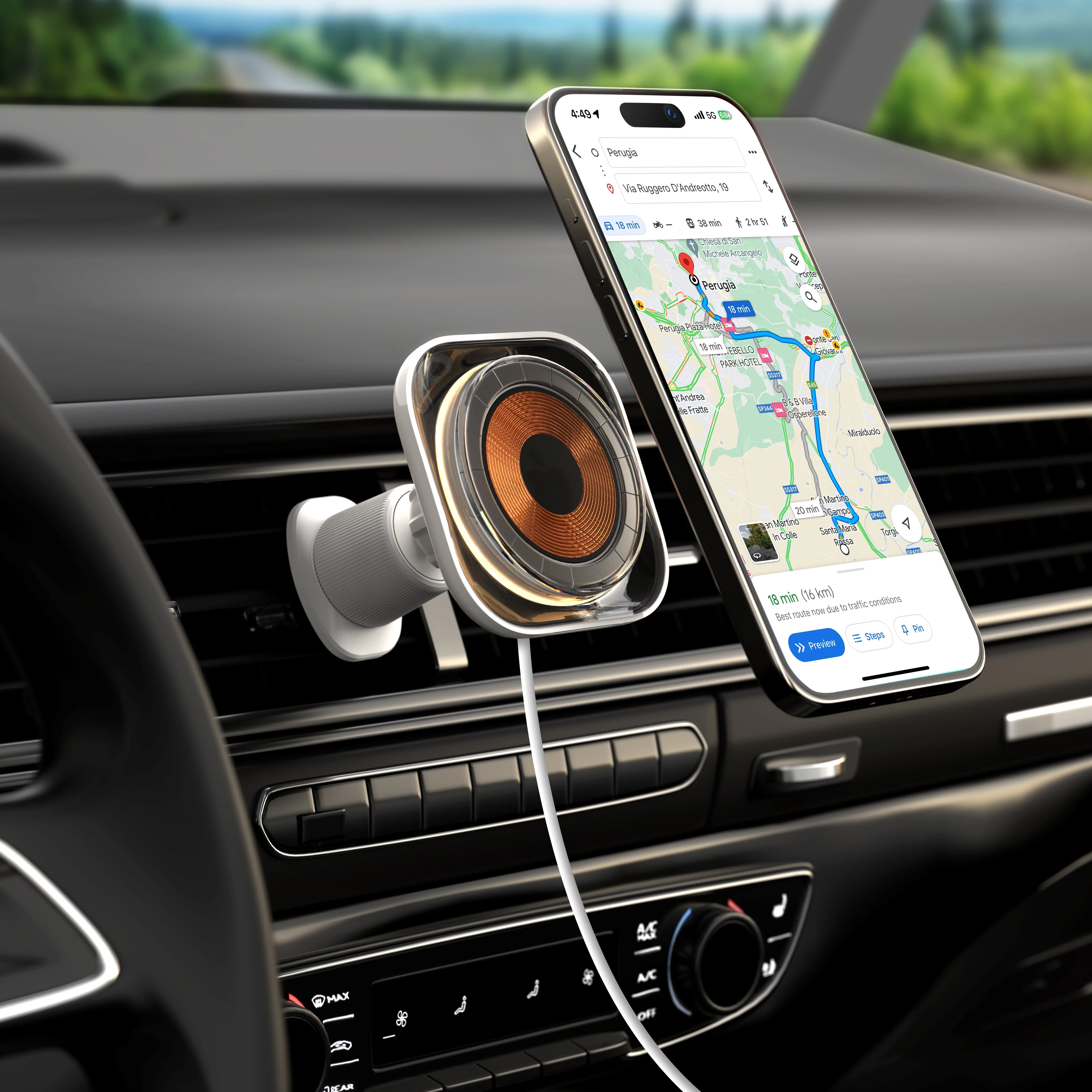 1-Charge Flow Magnetic Wireless Charging Car Mount 15W - Image 3