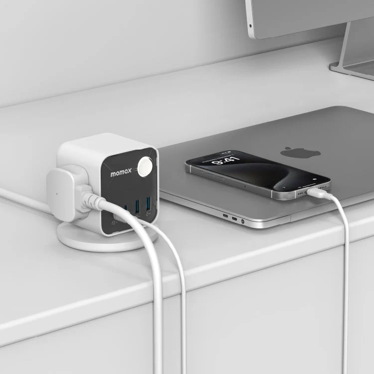 1-Charge Work Flow 3-Outlet GaN Power Cube 25W with USB Ports - Image 4
