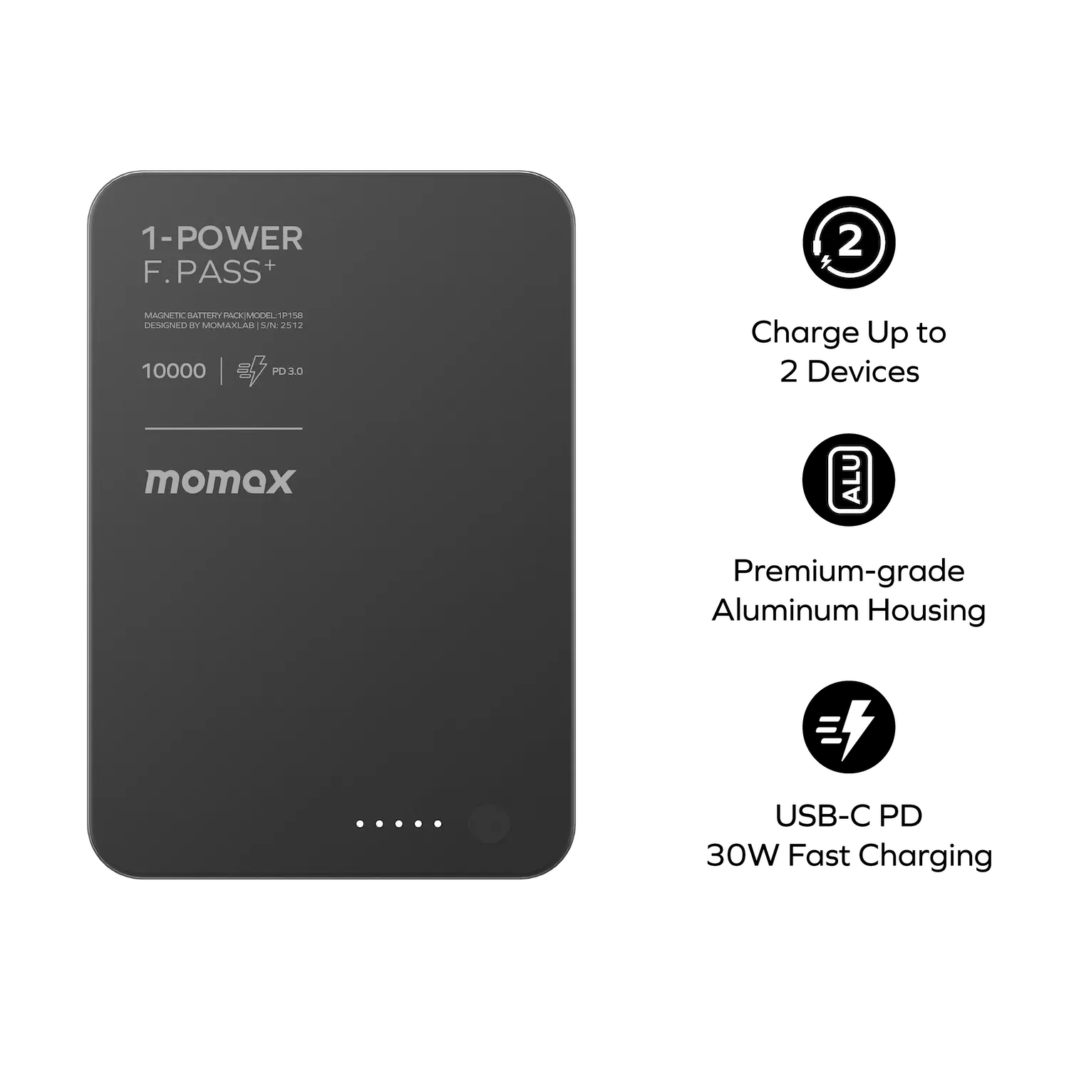 1-Power F.Pass⁺ 10000mAh Magnetic Battery Pack with Built-in Cable - Image 7