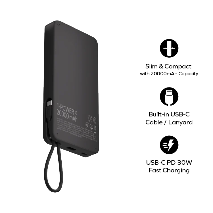 1-Power X Power Bank 20000mAh With Built-In USB-C Cable - Image 7