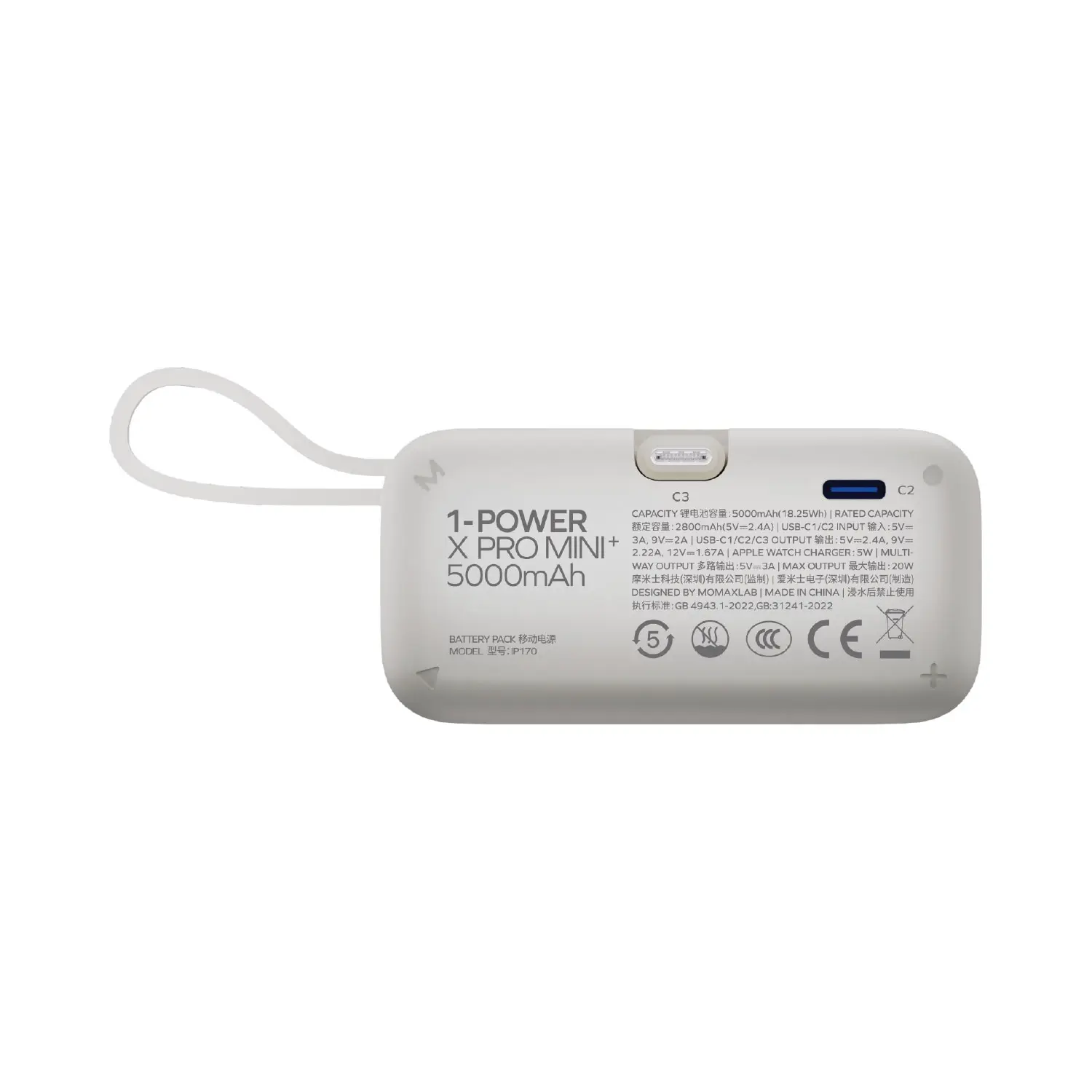 1-Power X Pro Mini⁺ 5000mAh Integrated Foldable USB-C Plug and Built-In USB-C Cable Battery Pack with Apple Watch Fast Charger - Image 15