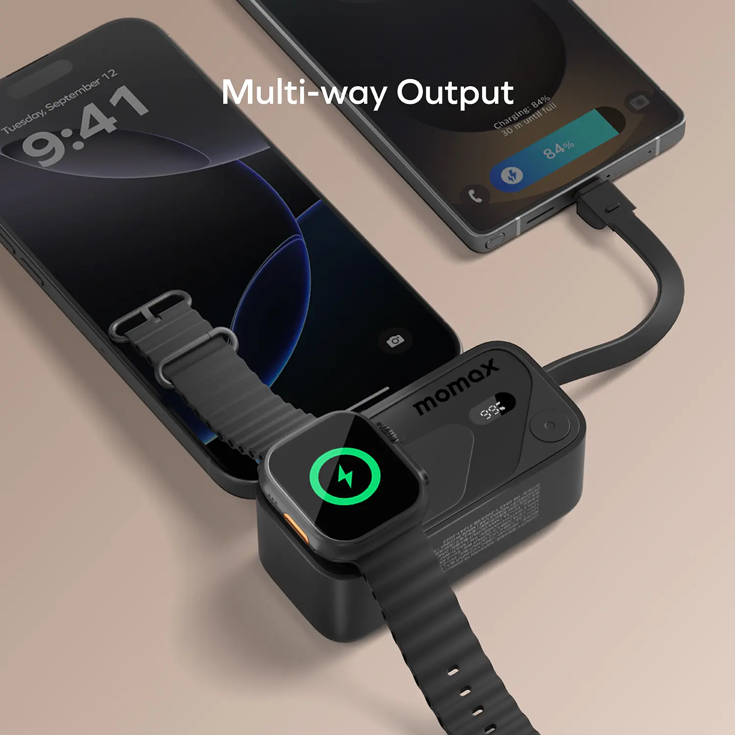 1-Power X Pro Mini⁺ 5000mAh Integrated Foldable USB-C Plug and Built-In USB-C Cable Battery Pack with Apple Watch Fast Charger - Image 6