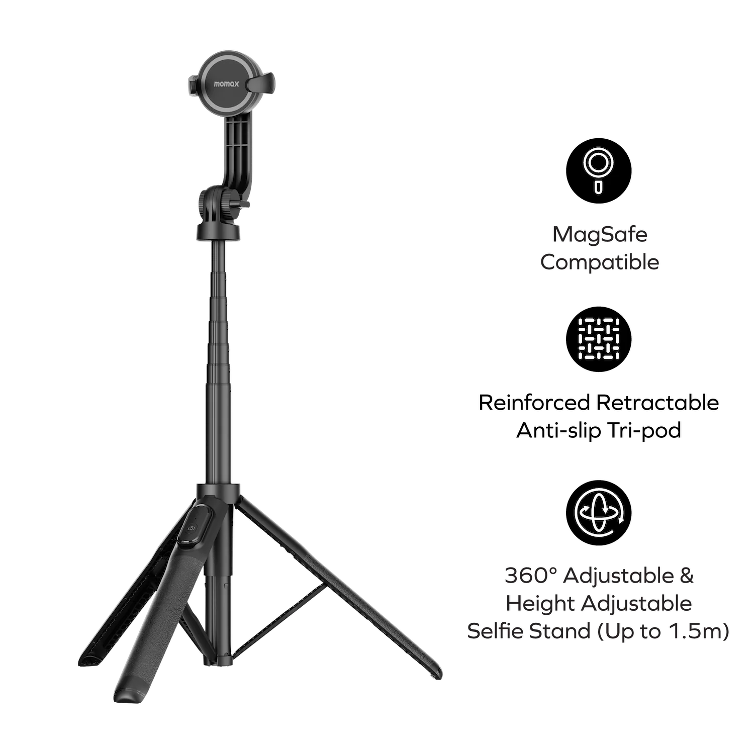 1-Snap Pole Magnetic Tripod Selfie Stick with Wireless Remote - Image 3