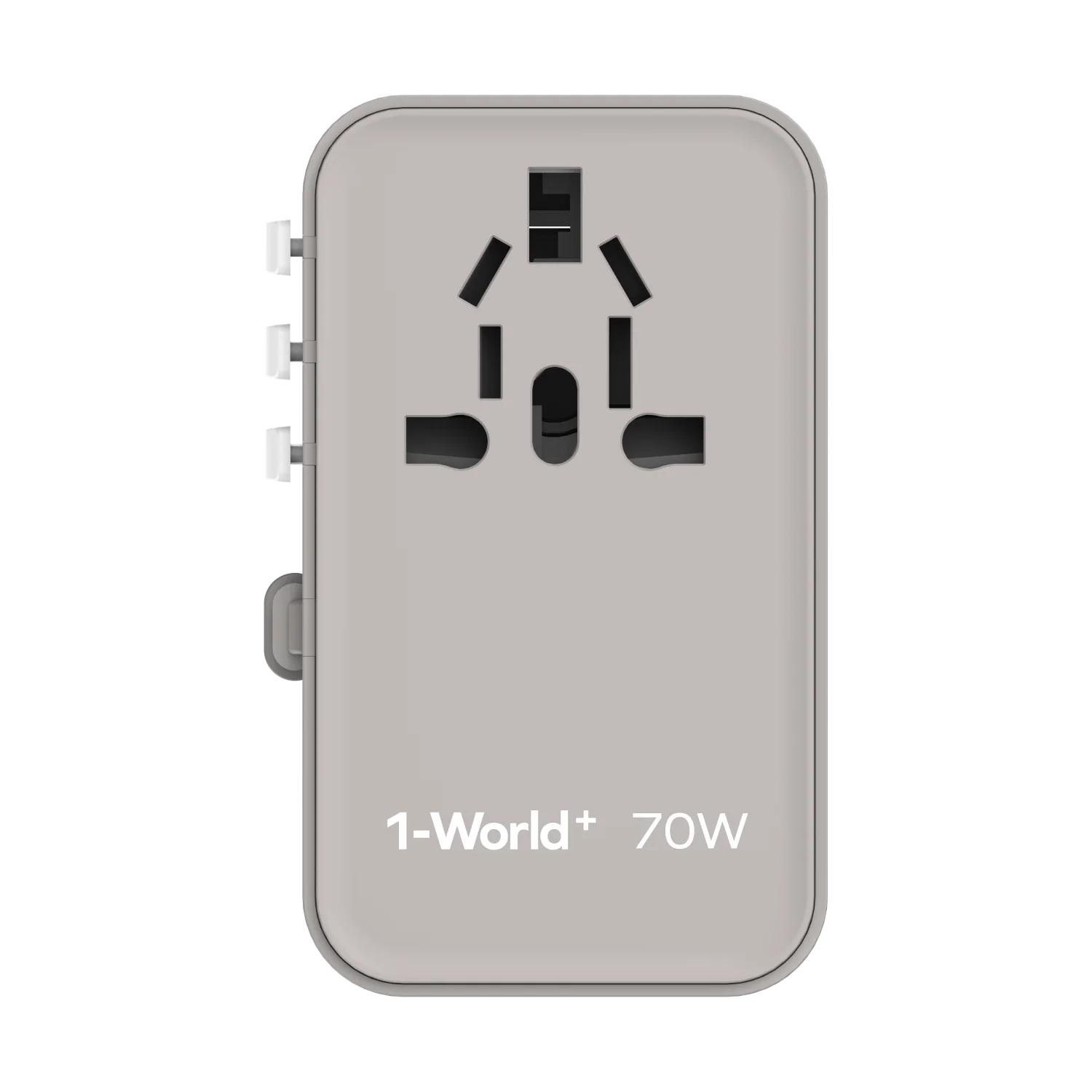 1-World+ 3-Port Travel GaN Charger With Built-in USB-C Cable 70W - Image 3
