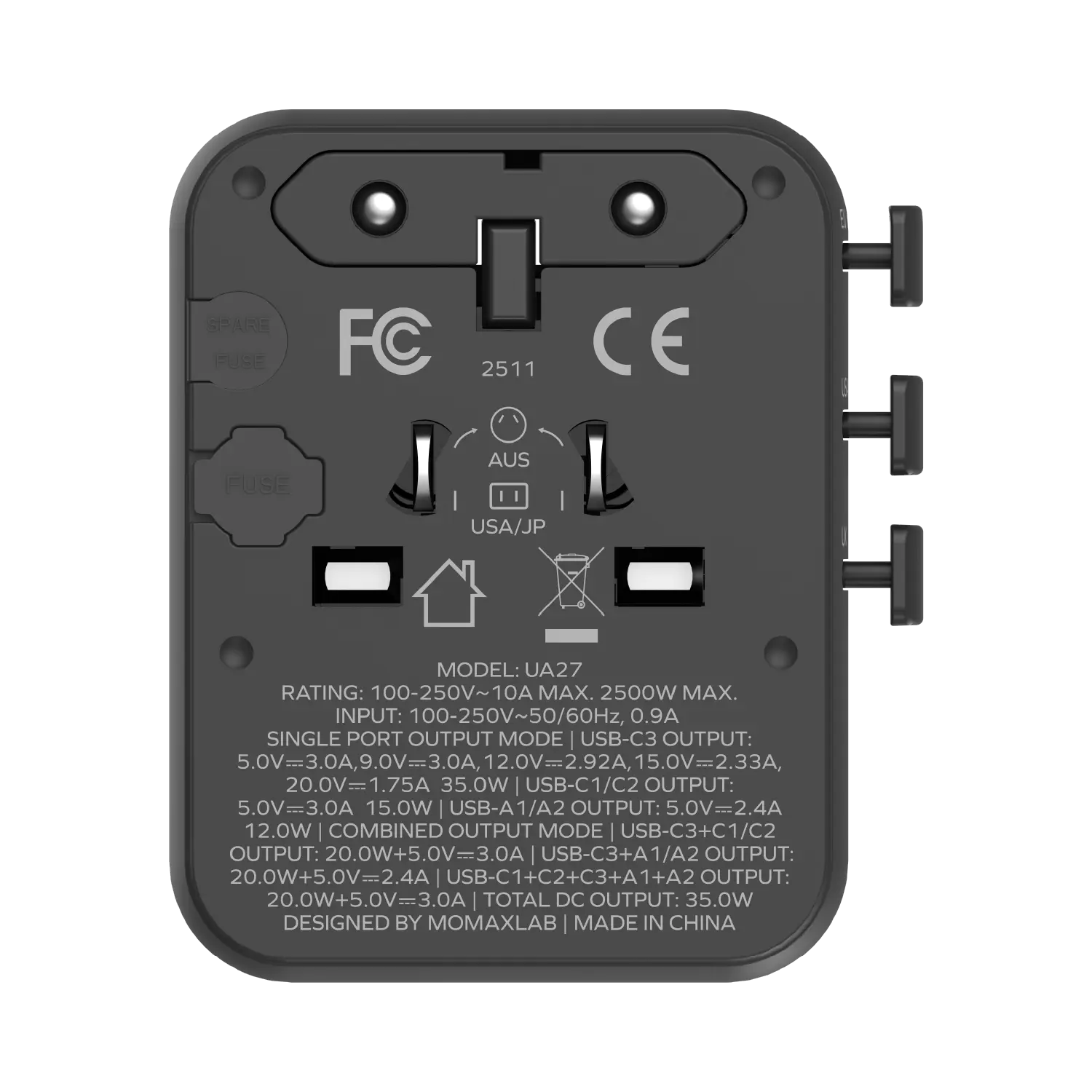 1-World² 5-Port Mini Travel GaN Charger 35W with Dual AC - Image 14
