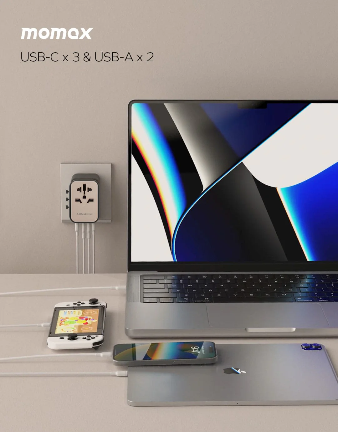 1-World 5-Port Travel Charger 35W - Image 20