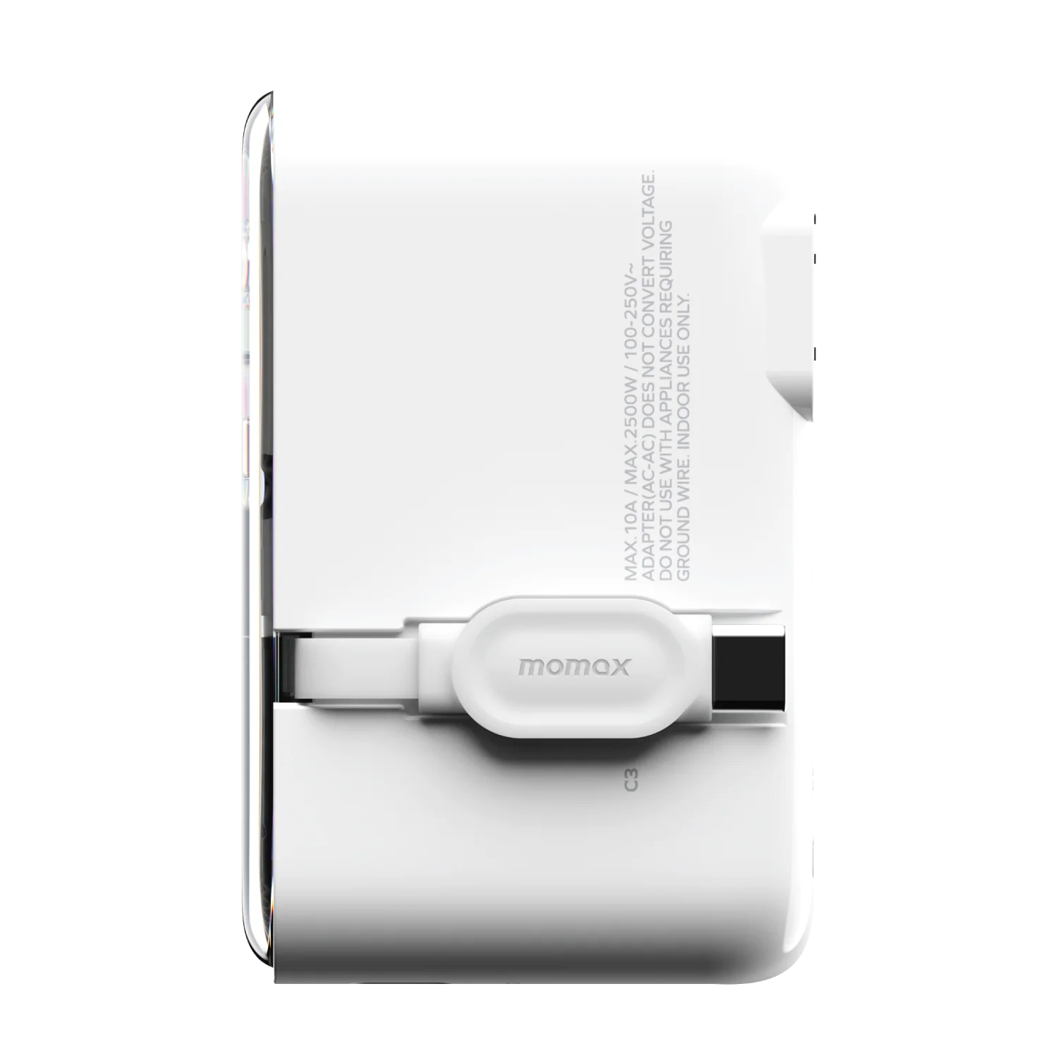 1-World+ Flow 4-Port Travel Charger With Built-In USB-C Cable 35W - Image 3