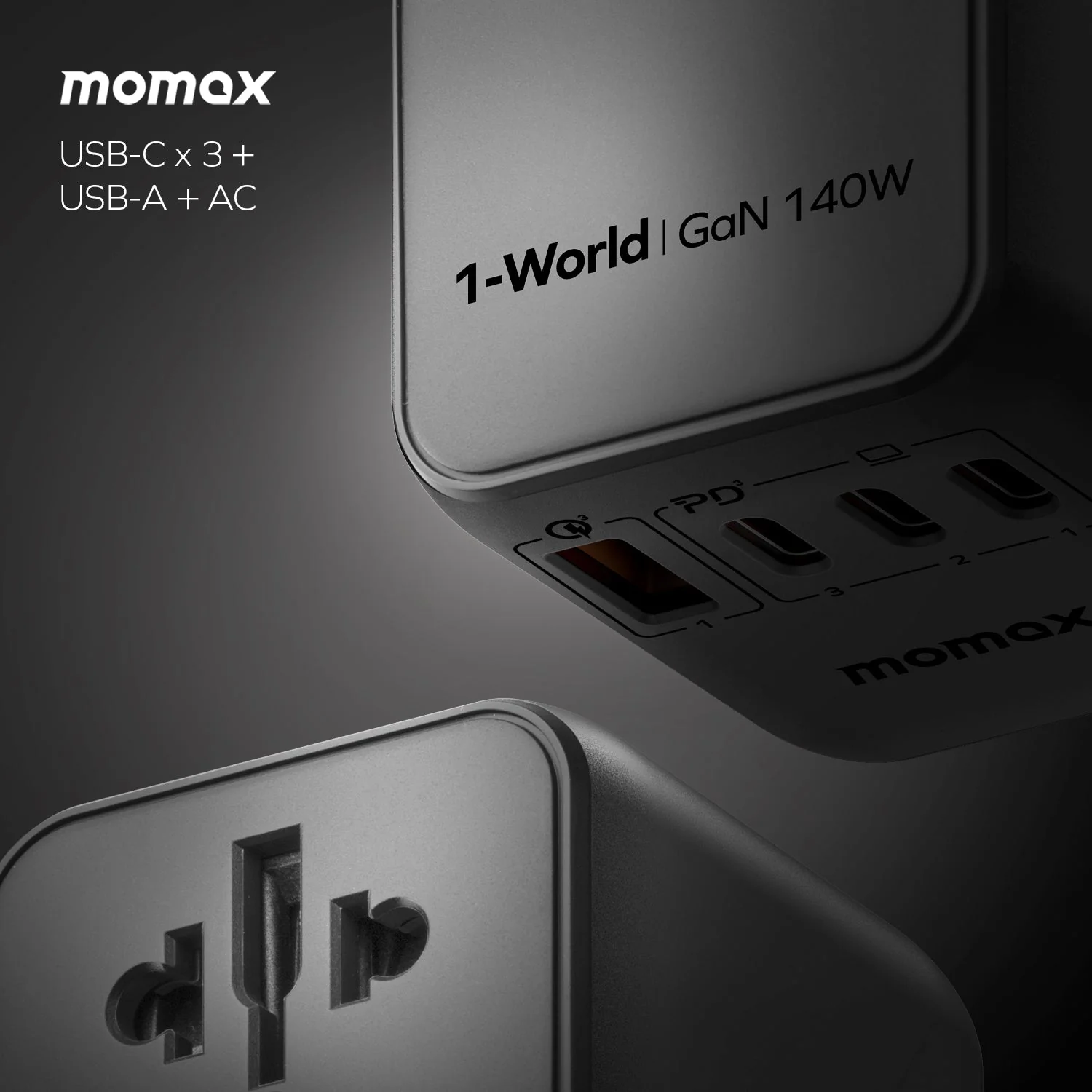 1-World Universal 4-Port Travel GaN Charger 140W + USB-C Cable - Image 6