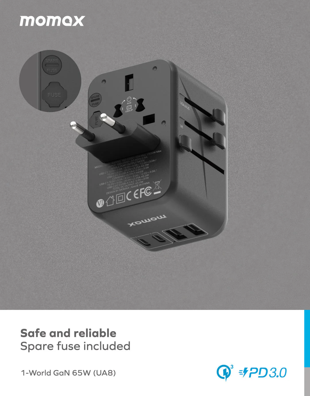 1-World Universal 5-Port Travel GaN Charger 65W - Image 9