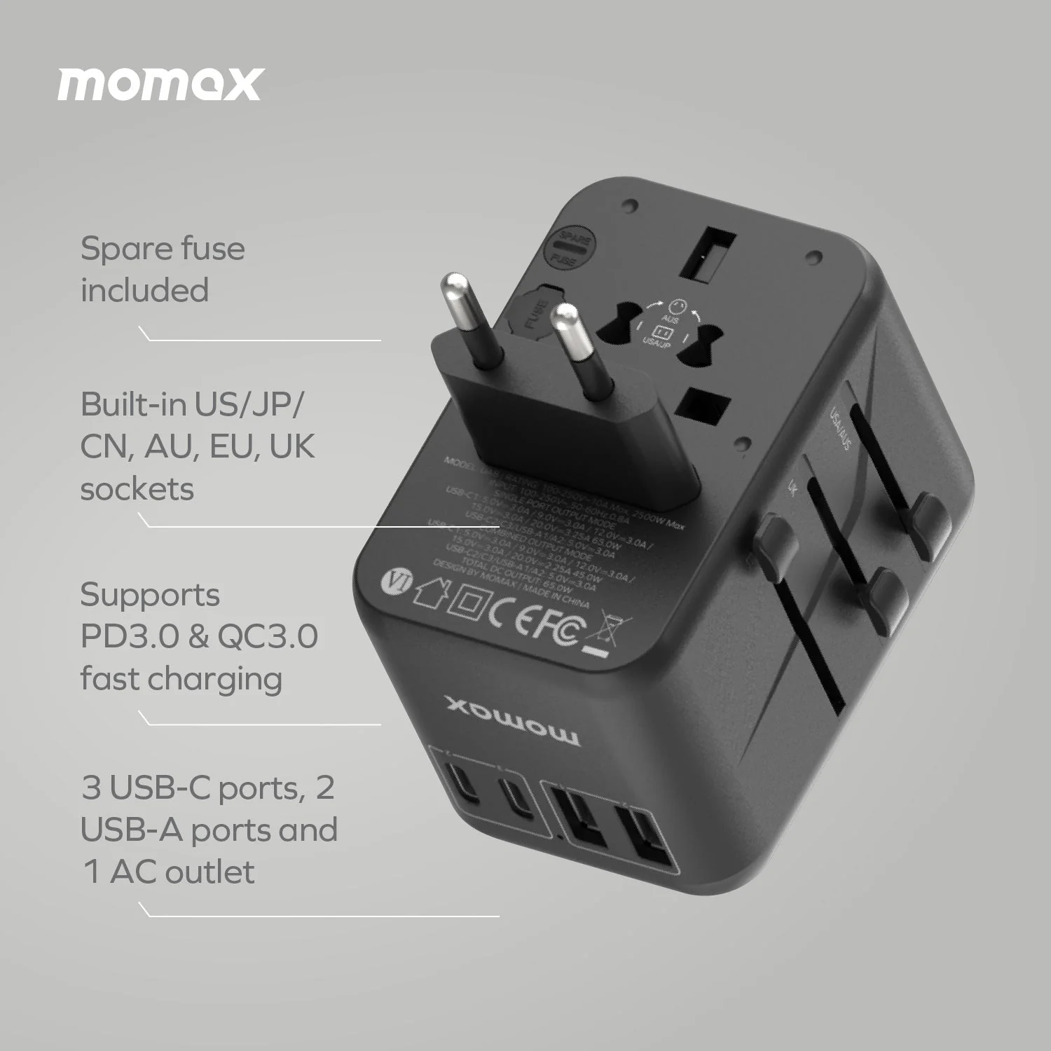 1-World Universal 5-Port Travel GaN Charger 70W - Image 6