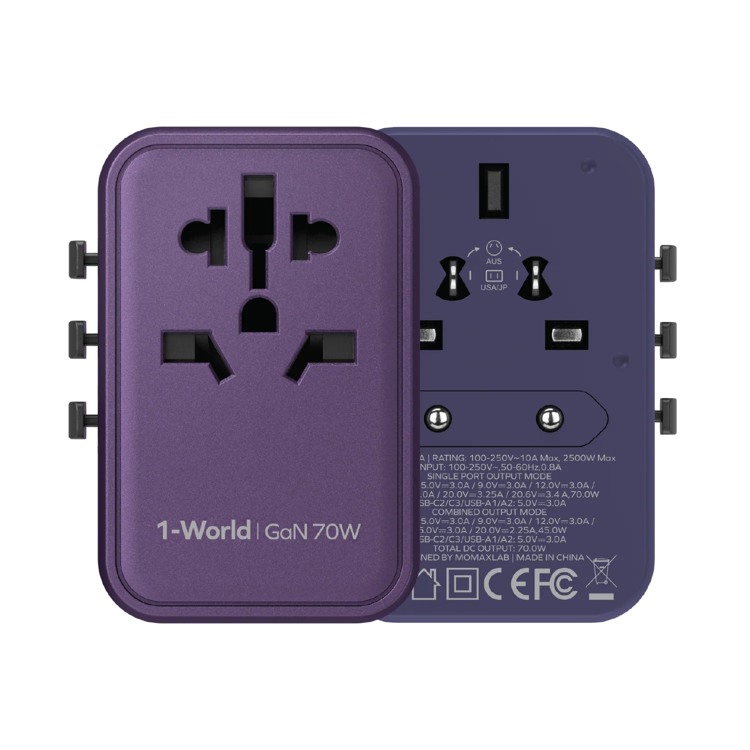 1-World Universal 5-Port Travel GaN Charger 70W - Image 7