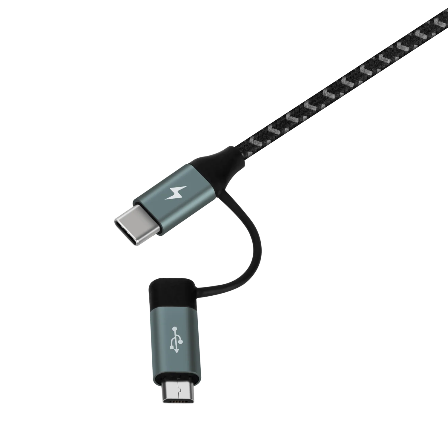 OneLink 4-in-1 USB-A & USB-C to Micro USB & USB-C Braided Cable 60W 1.2m - Image 4