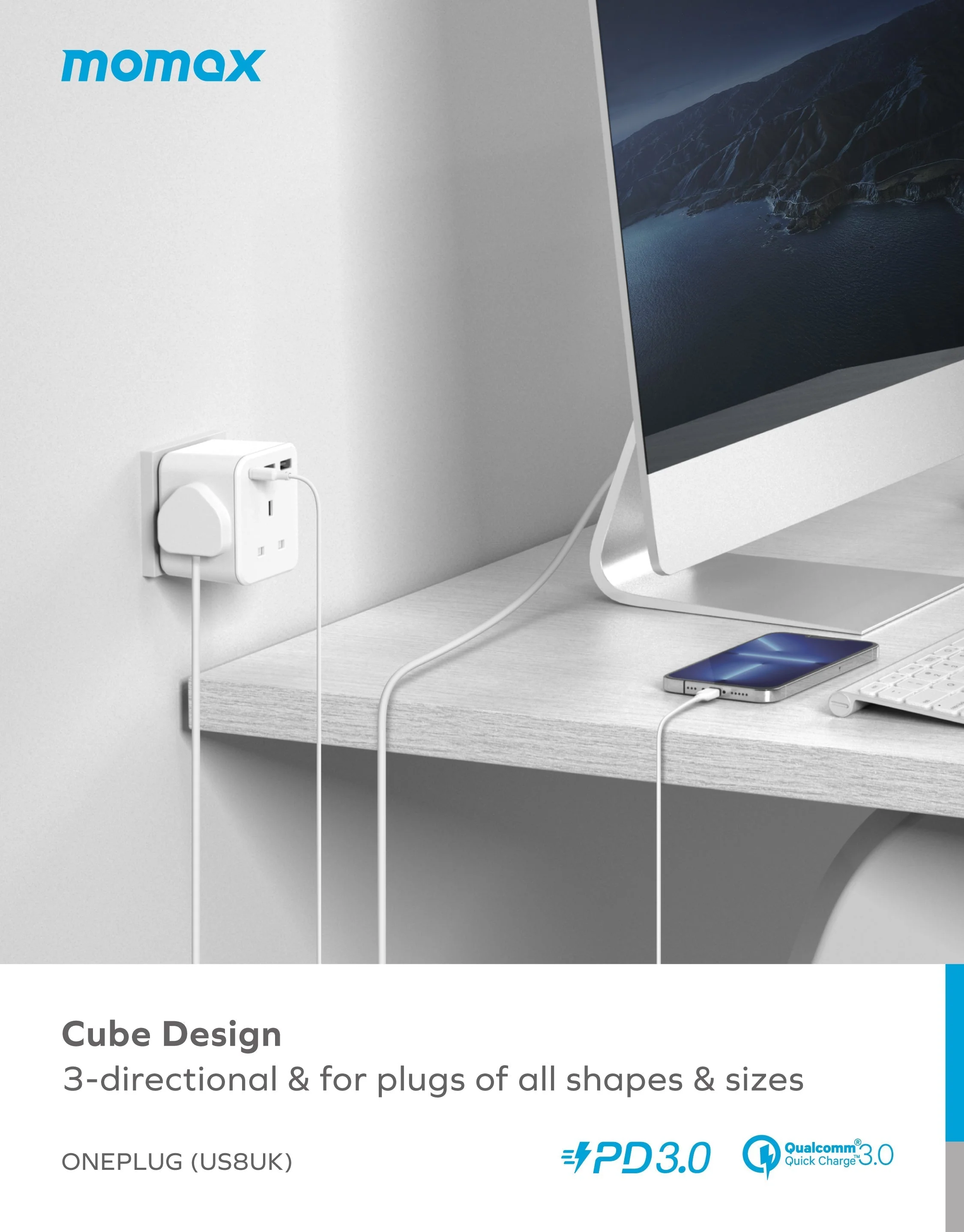 OnePlug 3 Oulet Extension Socket 20W - Image 4