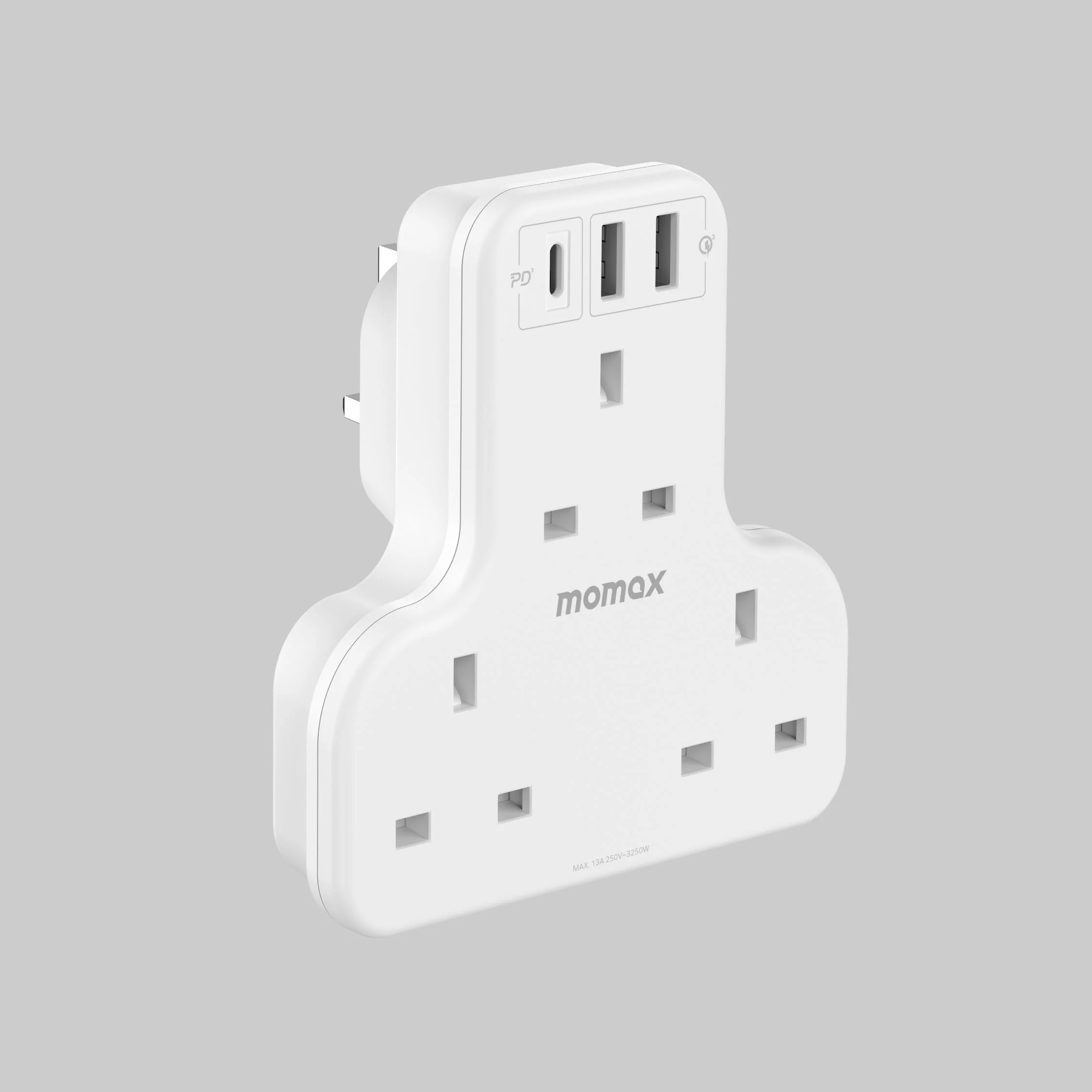 Oneplug 3-Outlet T-Shaped Extension Socket With USB - Image 3
