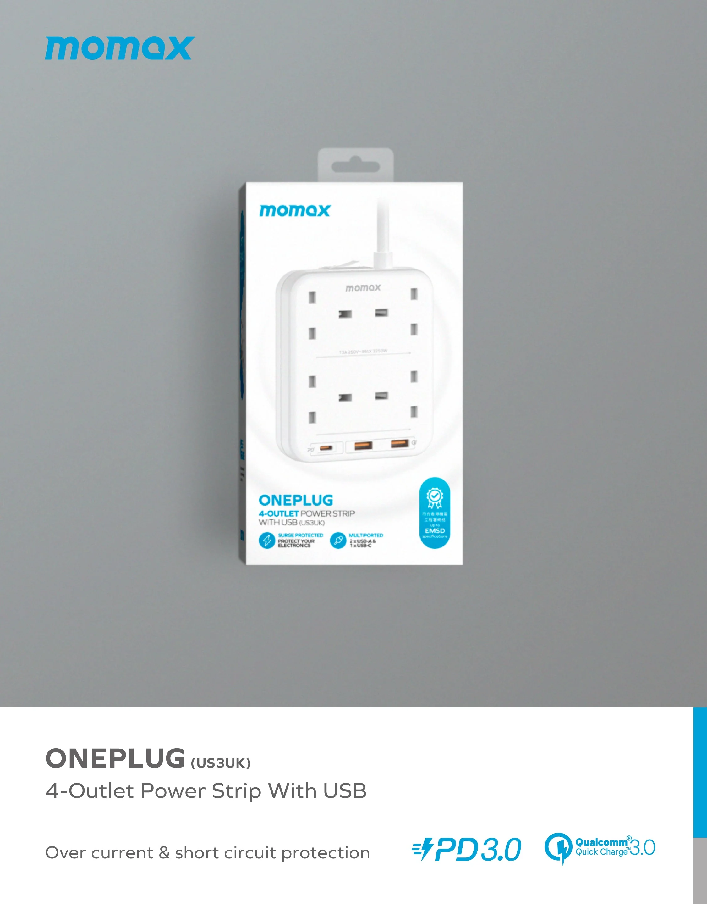 OnePlug 4 Outlet Power Strip With USB - Image 4