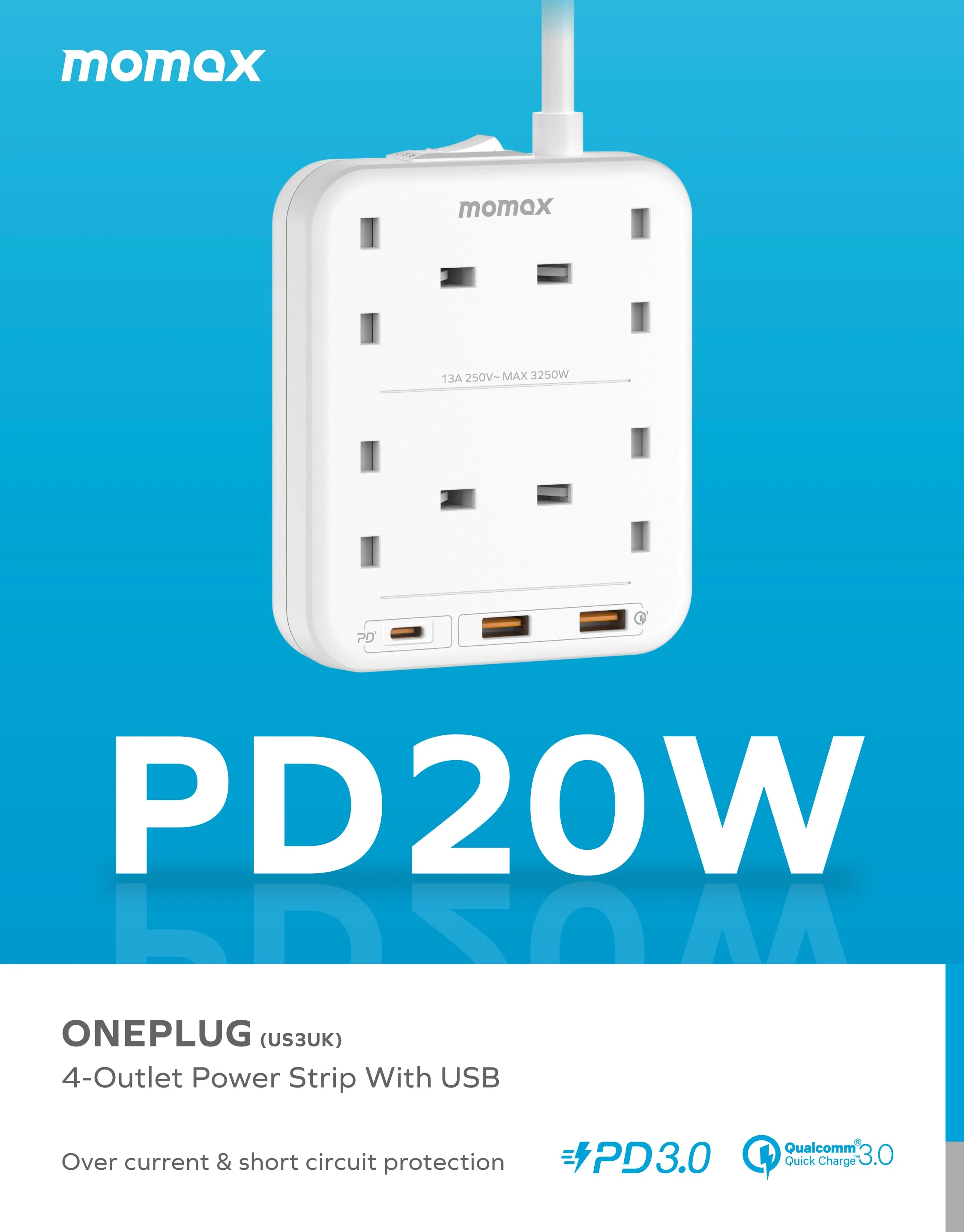 OnePlug 4 Outlet Power Strip With USB - Image 5
