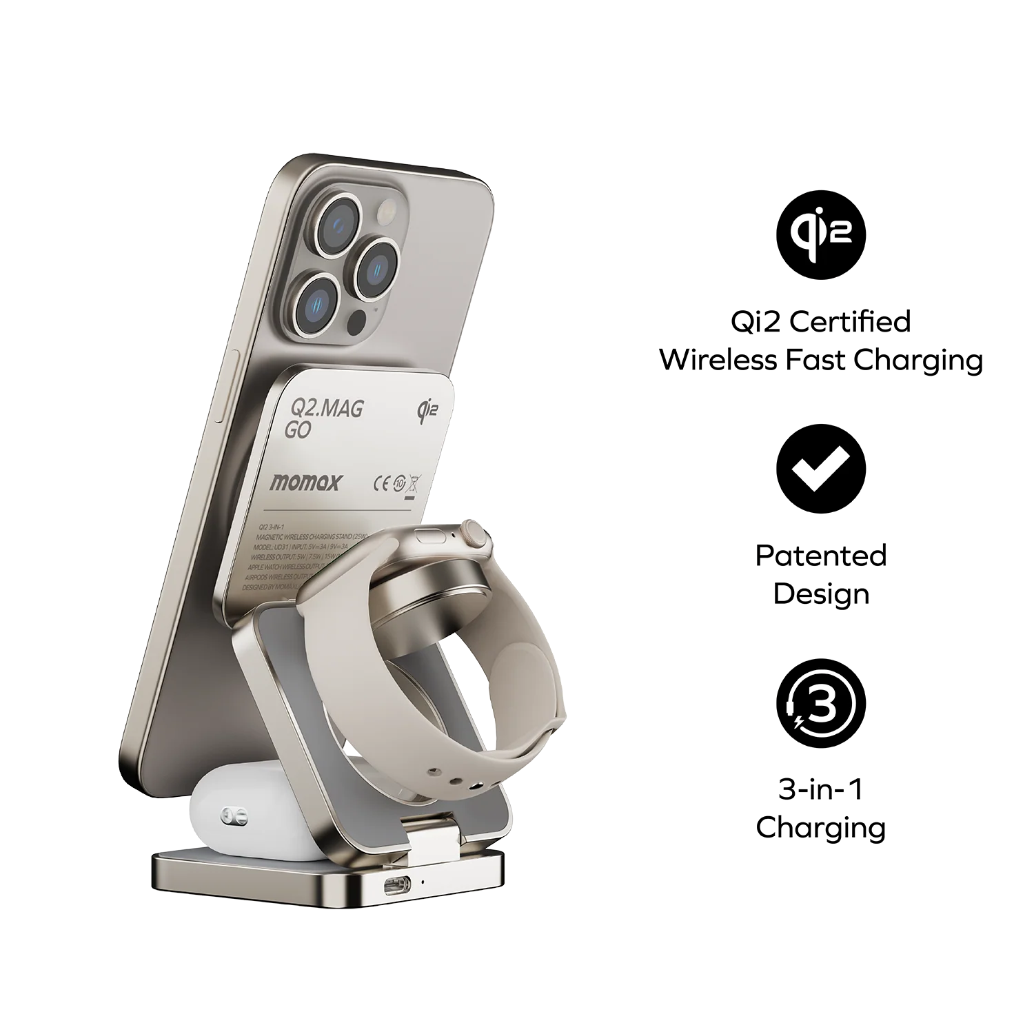 Q2.Mag 3-in-1 Foldable Qi2 15W Magnetic Wireless Charging Stand - Image 4